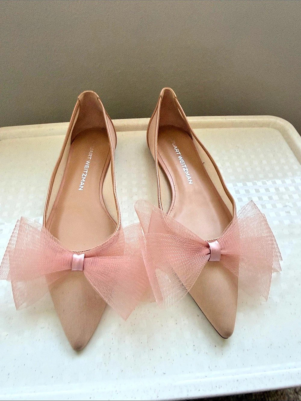 Stuart Weitzman Blushing Bow Flat Pink US 8.5